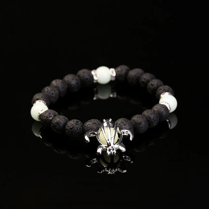 New Fashion Jewelry Turtle Pendant Black Volcanic Beads Luminous Elastic Alloy Bracelet