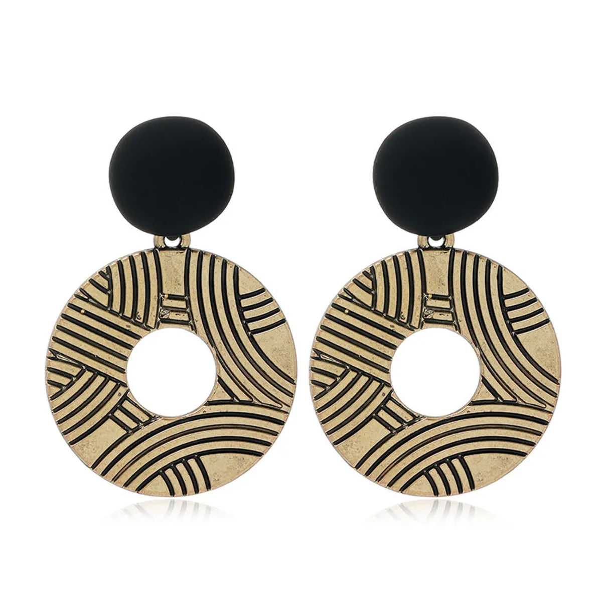 New Fashion Metal Geometric Round Exaggerated Alloy Earrings