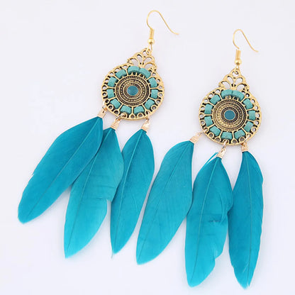 New Fashion Metal Simple And Elegant Feather Earrings Nihaojewelry Wholesale