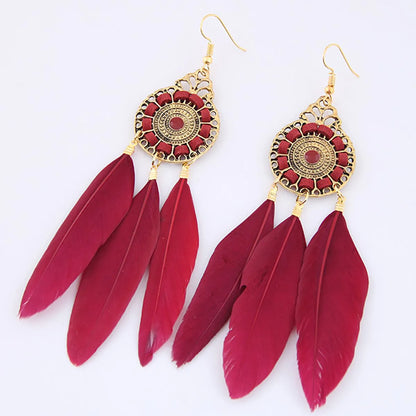 New Fashion Metal Simple And Elegant Feather Earrings Nihaojewelry Wholesale