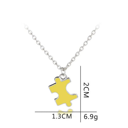 New Fashion Oil Drop Puzzle Pendant Necklace Four-Color Stitching Bestfriend Good Friend Girlfriend Necklace Set