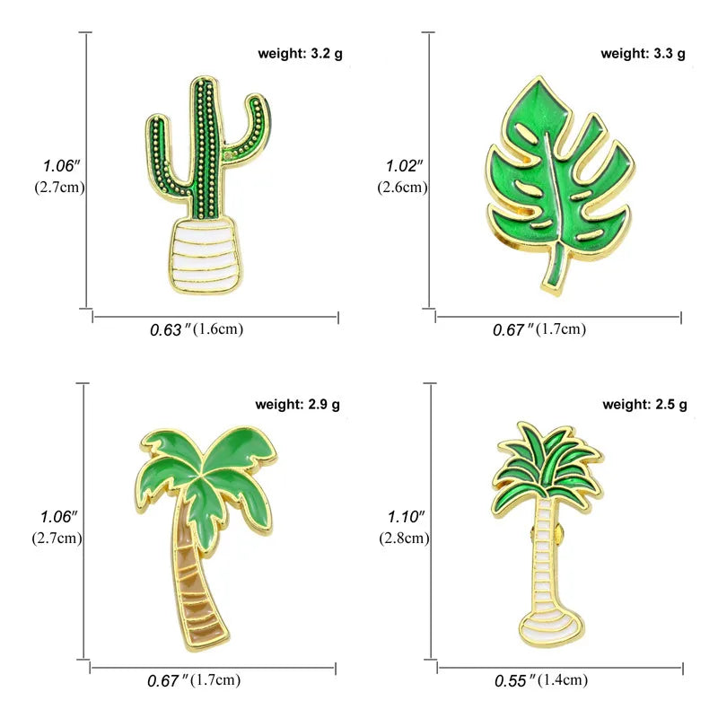 New Fashion Plant Coconut Tree Cactus Leaves Alloy Brooch Wholesale