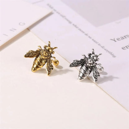 New Fashion Retro Distressed Metal Bee Earrings U-Shaped Single Insect Ear Bone Clip