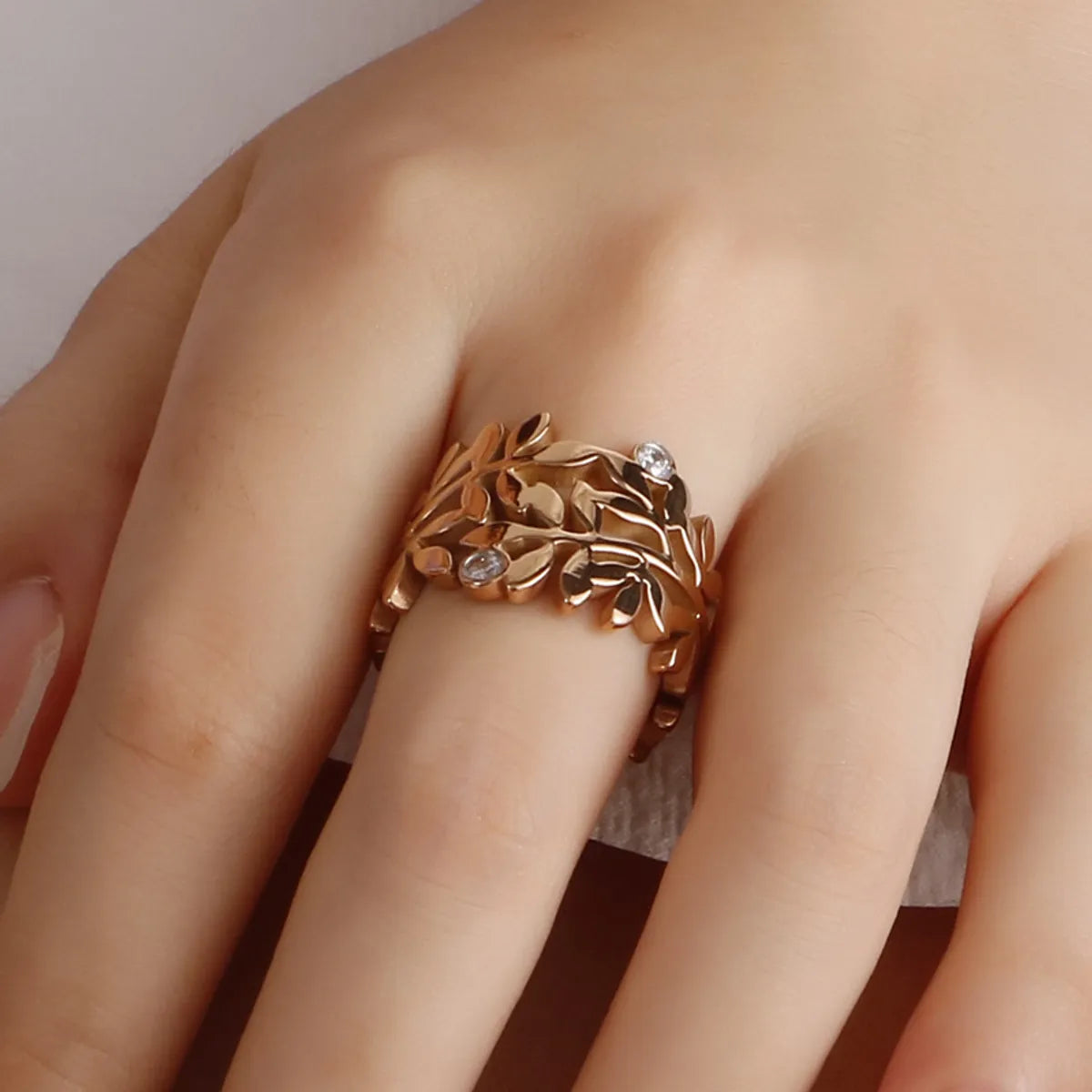 New Fashion Retro Korean Leaf-shaped Stainless Steel Ring Wholesale Gooddiy