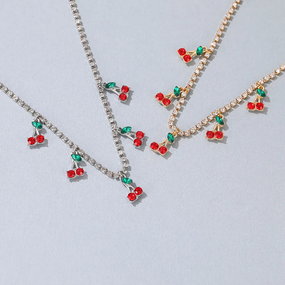 New Fashion Rhinestone Cherry Necklace