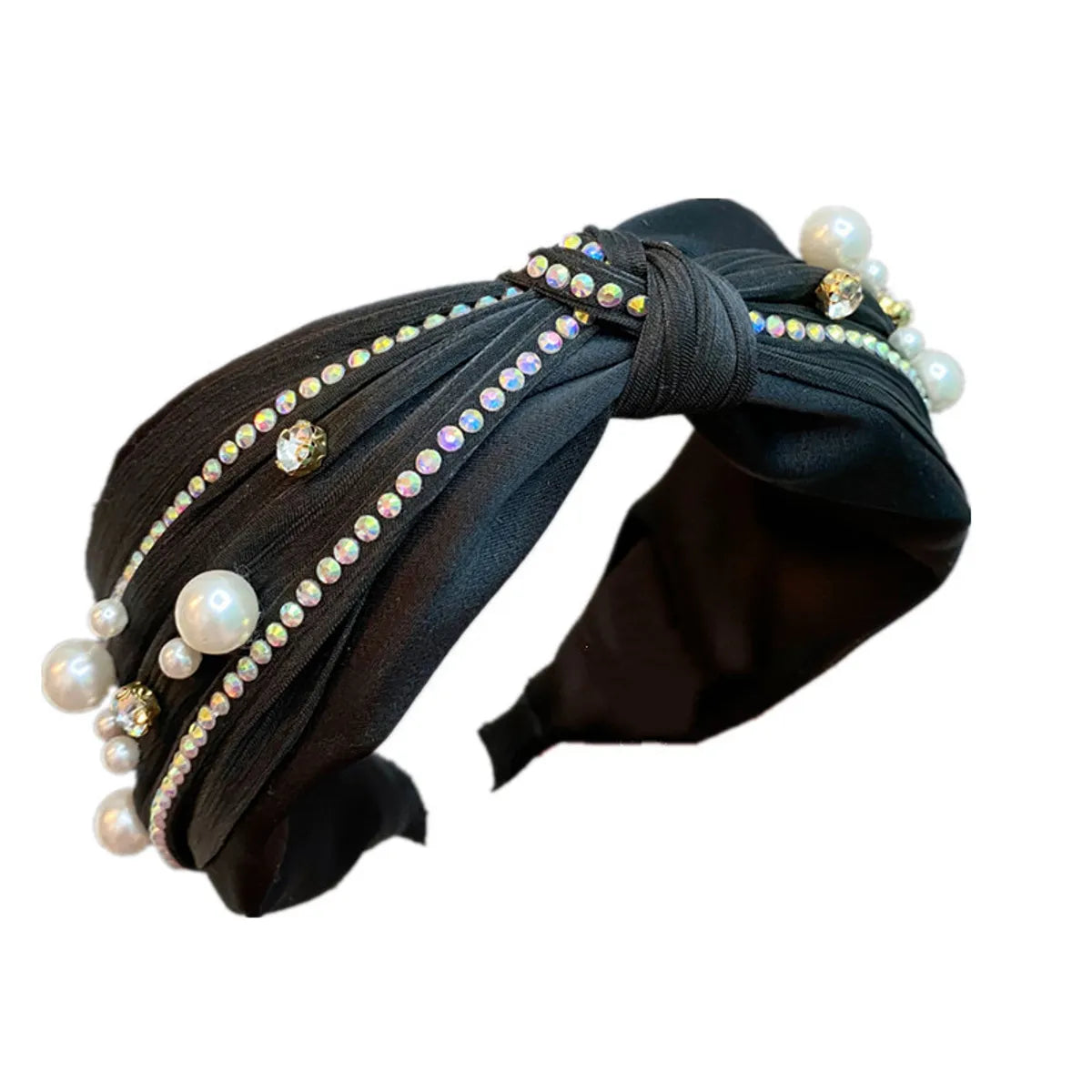 New Fashion Rhinestone Knotted Headband Pearl Flash Diamond Macaron Hair Accessories