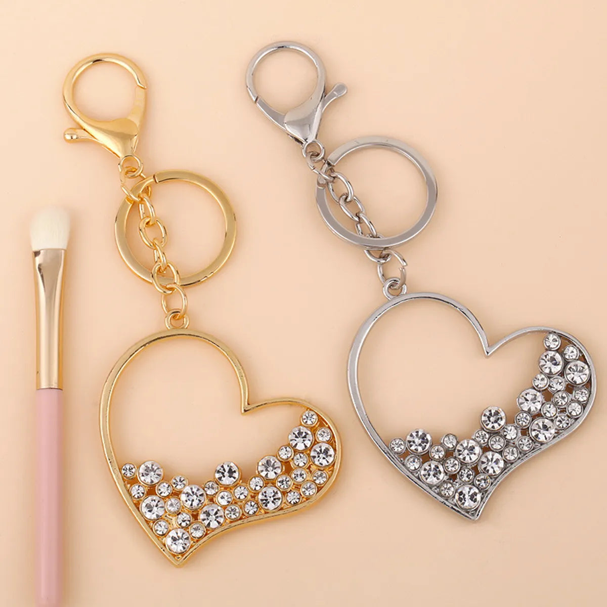 New Fashion Simple  Jewelry Popular Diamond-Set Rhinestone Peach Heart Love Zircon Keychain  Wholesale