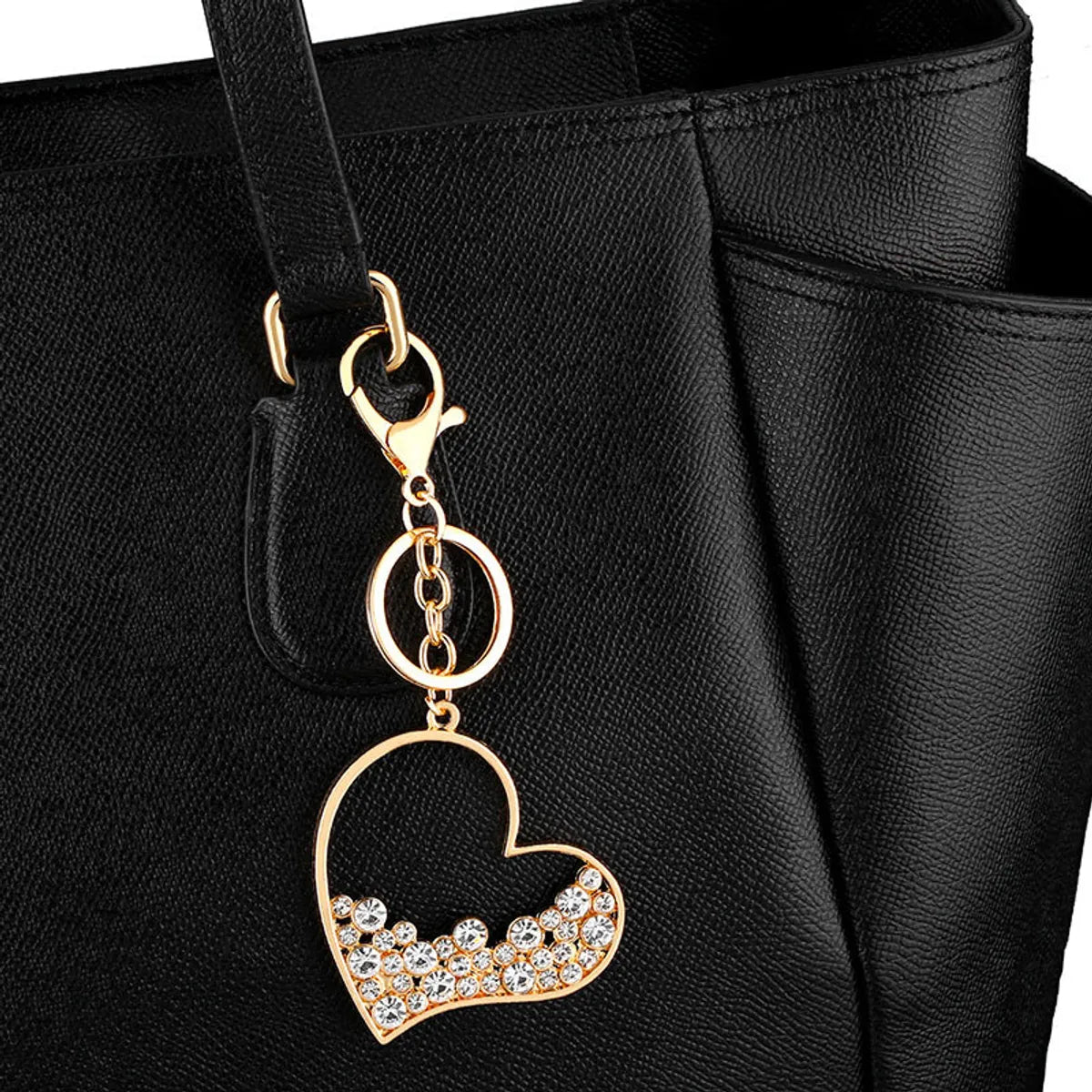 New Fashion Simple  Jewelry Popular Diamond-Set Rhinestone Peach Heart Love Zircon Keychain  Wholesale