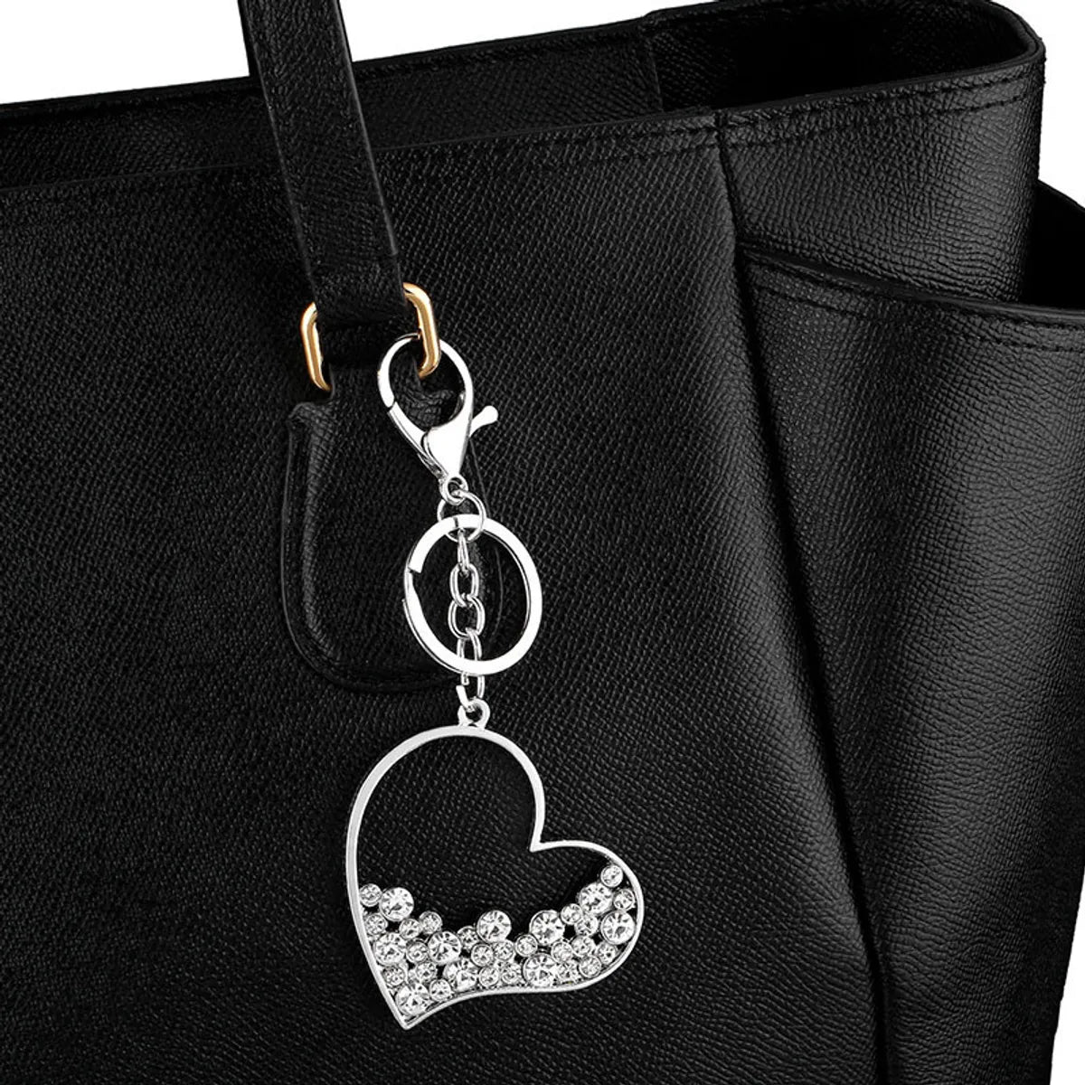 New Fashion Simple  Jewelry Popular Diamond-Set Rhinestone Peach Heart Love Zircon Keychain  Wholesale