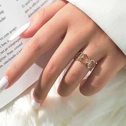 New Fashion Simple Style Open Irregular Hollow Love Ring