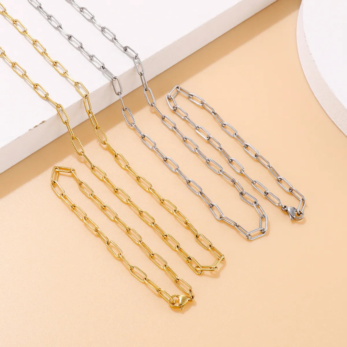 New Fashion Simple Thick Chain Paper Clip Chain Bracelet Set Wholesale Gooddiy