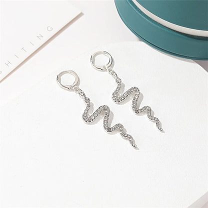 New Fashion Simple Wave Earrings Serpentine Earrings Cold Wind Long Section Diamond Earrings Wholesale Gooddiy