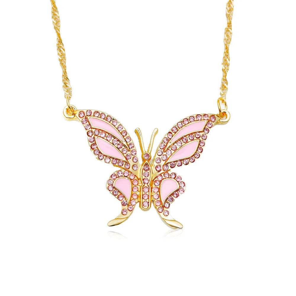 New Fashion Style Rhinestone Butterfly Pendant Necklace