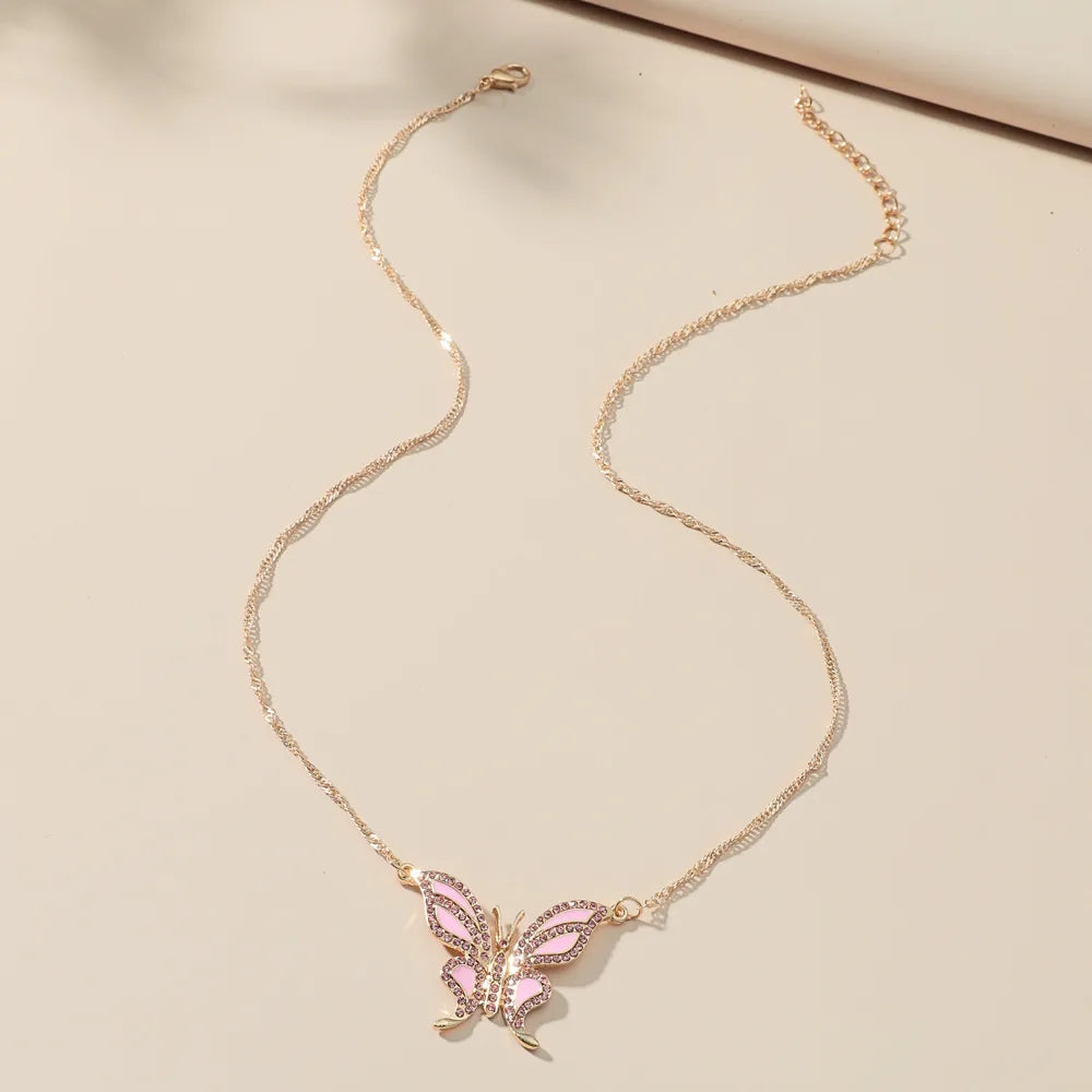 New Fashion Style Rhinestone Butterfly Pendant Necklace