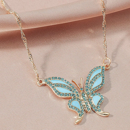 New Fashion Style Rhinestone Butterfly Pendant Necklace