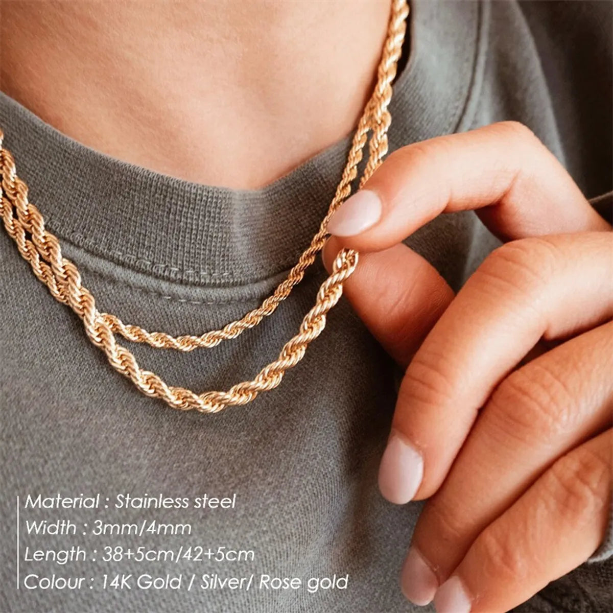 New Fashion Twist Chain 14k Gold Plated Stainless Steel Necklace