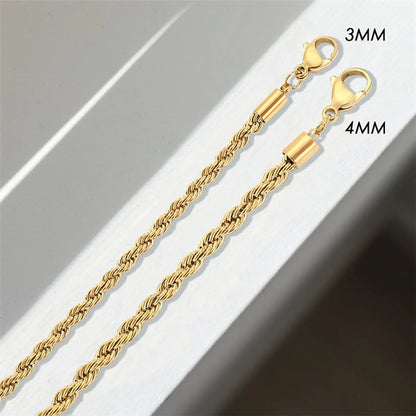 New Fashion Twist Chain 14k Gold Plated Stainless Steel Necklace