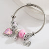 New Fashion Unisex Geometric Stainless Steel Alloy Bracelet Set With Diamonds Featuring Heart And Elephant Pearl Pendants