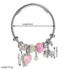 New Fashion Unisex Geometric Stainless Steel Alloy Bracelet Set With Diamonds Featuring Heart And Elephant Pearl Pendants
