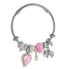 New Fashion Unisex Geometric Stainless Steel Alloy Bracelet Set With Diamonds Featuring Heart And Elephant Pearl Pendants