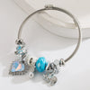 New Fashion Unisex Geometric Stainless Steel Alloy Bracelet Set With Diamonds Featuring Heart And Elephant Pearl Pendants