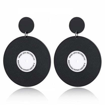 New Fashion Vinyl Record Round Earrings Simple Earrings