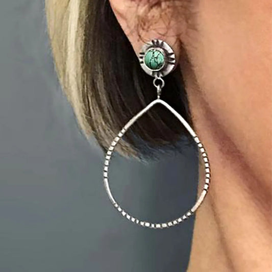 New Fashion Water Drop Turquoise Earrings Retro Exaggerated Earrings