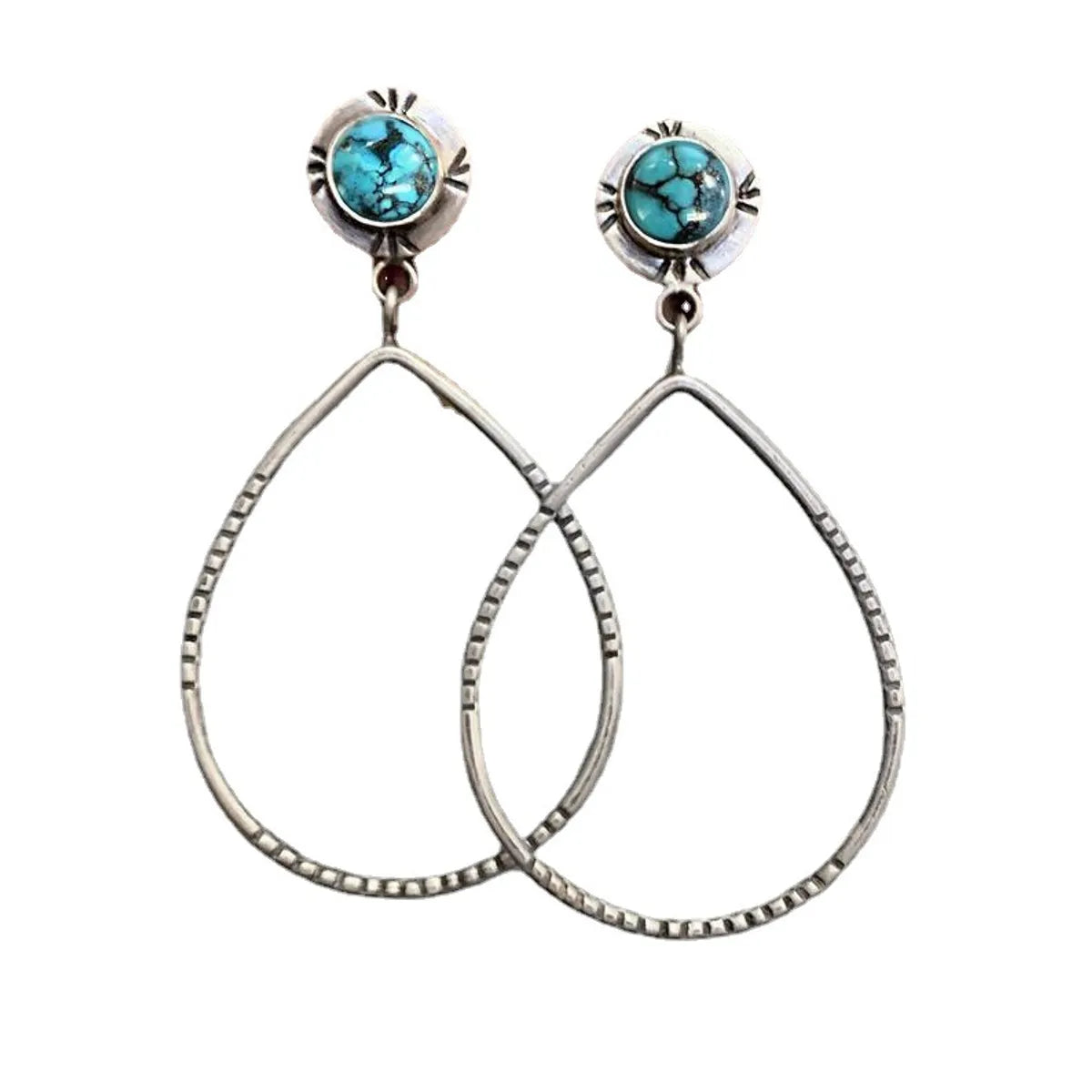 New Fashion Water Drop Turquoise Earrings Retro Exaggerated Earrings