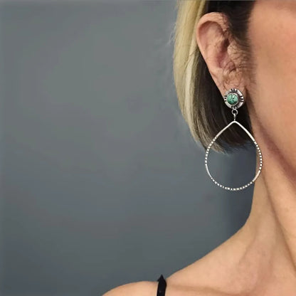 New Fashion Water Drop Turquoise Earrings Retro Exaggerated Earrings