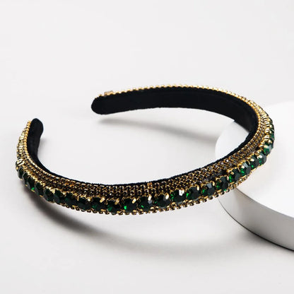 New Fashion Wild Hairband Multi-Layer Glass Drill Full Diamond Gold Velvet Fashion Thin-Edged Headband