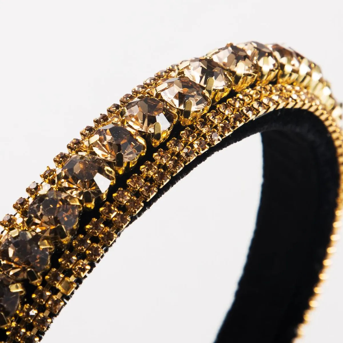 New Fashion Wild Hairband Multi-Layer Glass Drill Full Diamond Gold Velvet Fashion Thin-Edged Headband