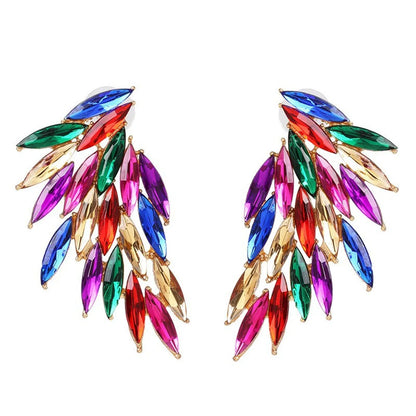 New Feather Diamond Wings Color Stud Earrings