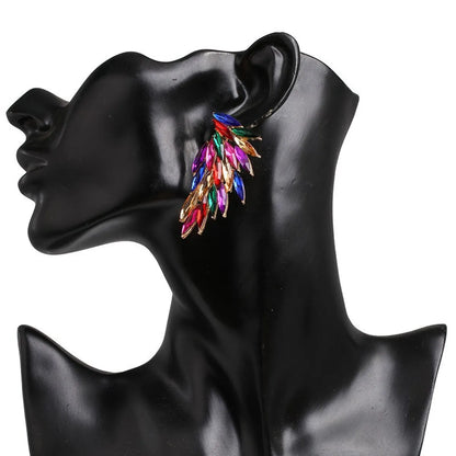 New Feather Diamond Wings Color Stud Earrings