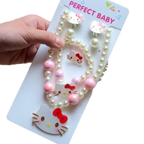 New Flower Mirror Ling Na Belle Cartoon Necklace Bracelet Earrings Ring Set Jewelry Factory Direct Sales