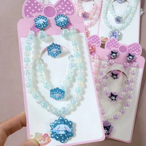 New Flower Mirror Ling Na Belle Cartoon Necklace Bracelet Earrings Ring Set Jewelry Factory Direct Sales