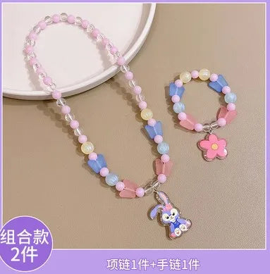 New Flower Mirror Ling Na Belle Cartoon Necklace Bracelet Earrings Ring Set Jewelry Factory Direct Sales