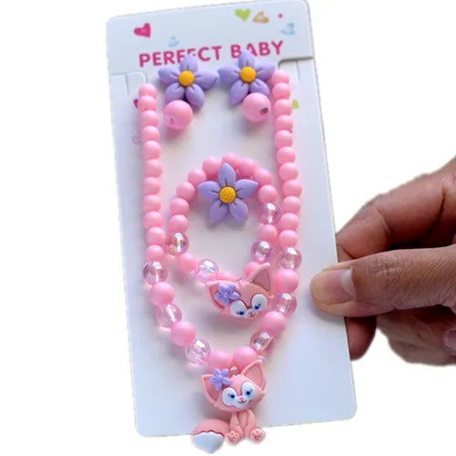 New Flower Mirror Ling Na Belle Cartoon Necklace Bracelet Earrings Ring Set Jewelry Factory Direct Sales