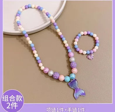 New Flower Mirror Ling Na Belle Cartoon Necklace Bracelet Earrings Ring Set Jewelry Factory Direct Sales