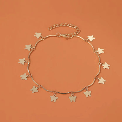 Simple Style Butterfly Alloy Plating No Inlaid Women'S Anklet