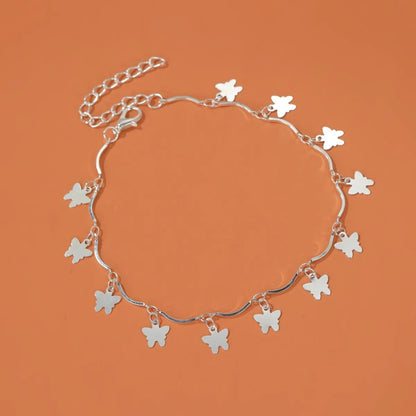 Simple Style Butterfly Alloy Plating No Inlaid Women'S Anklet