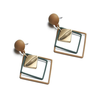 New Frosted Double-layer Square Earrings Nhpf145225