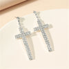 New Full Of Diamonds Long Cross Copper Earrings Nihaojewelry Stainless Steel