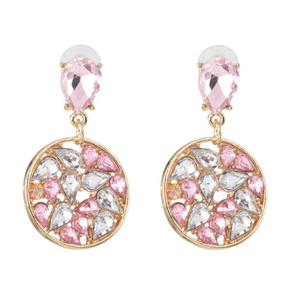 New Geometric Creative Round Rhinestone Stud Earrings Nhjj142173