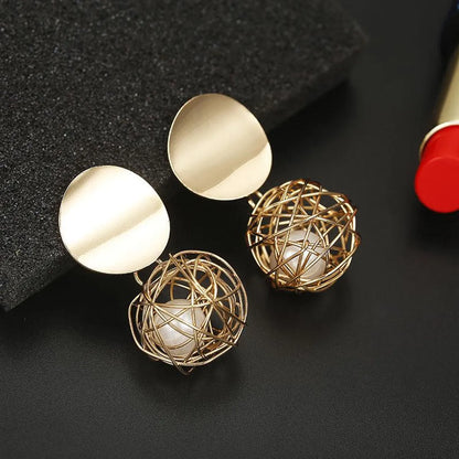 New Geometric Embossed Round Alloy Earrings Nhpf147181