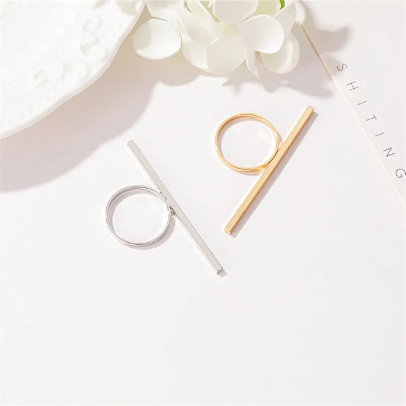 New Geometric Ring Jewelry Exaggerated Word Women'S Ring Long Ring Wholesale Nihaojewelry