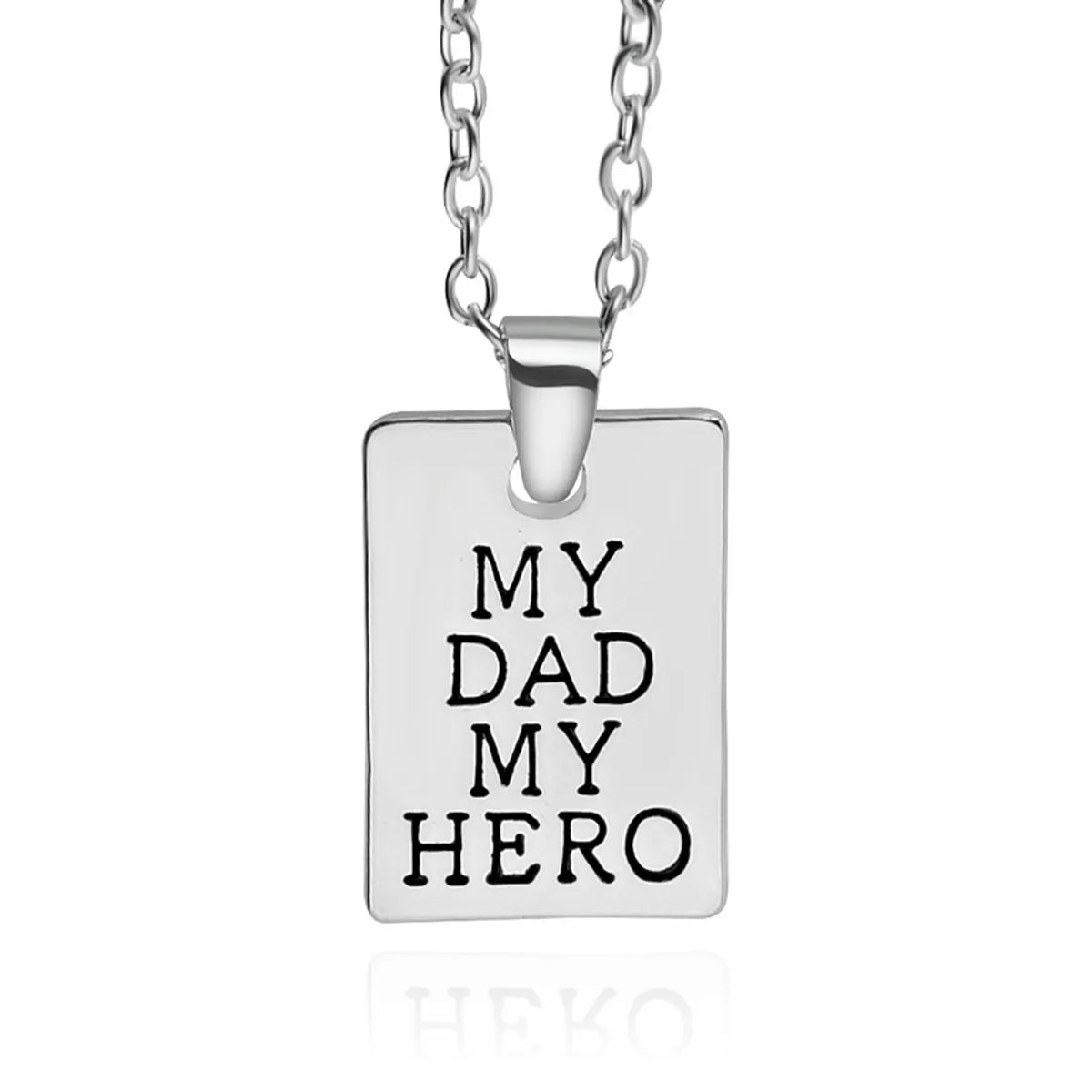 New Geometric Square Pendant Necklace Father's Day Necklace Dad Hero Tag Necklace Wholesale Gooddiy