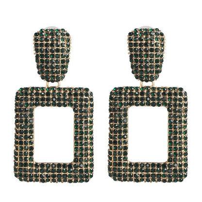 New Geometric Stained Glass Rhinestone Stud Earrings Nhjj142139