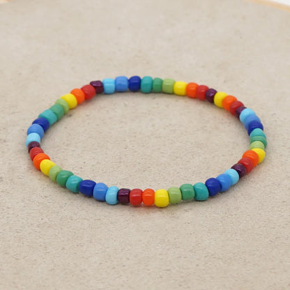 New Glass Beads Colorful Enamel Small Bracelet Female Summer Hand-beaded Bracelet