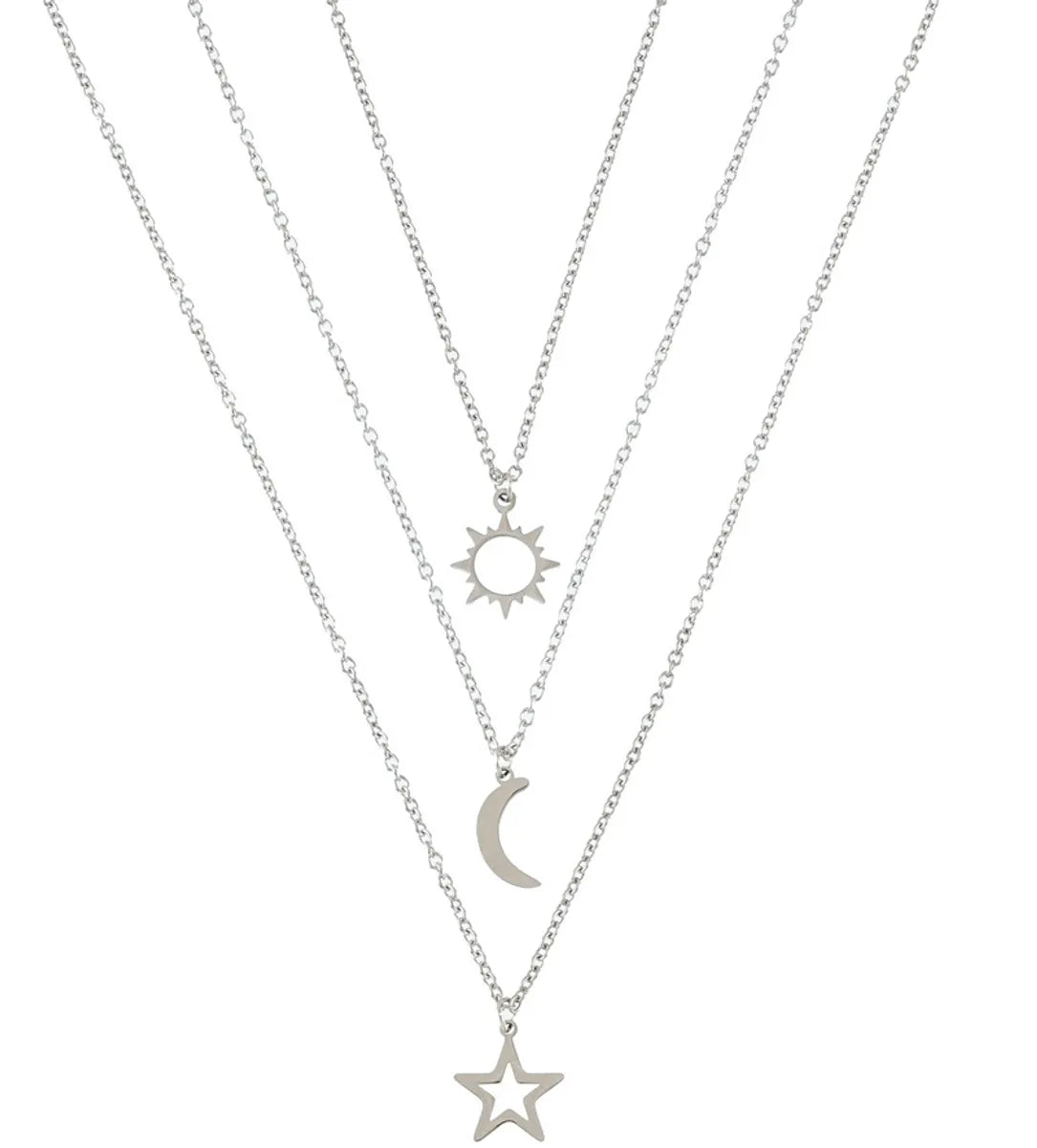 New Good Friends Sun Moon Star European And American Three-piece Stainless Steel Necklace