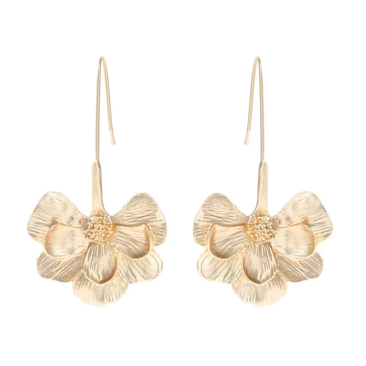 New Half-flower Long Earrings European And American Fashion Alloy Earrings